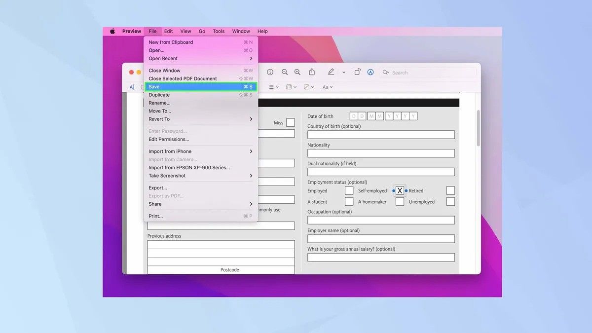 10.	Save Your Work: When you're done, simply click File > Save in Preview.