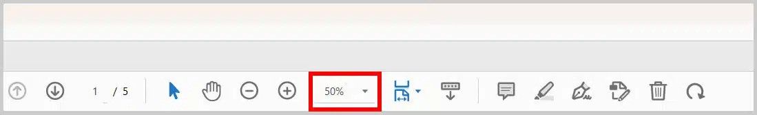 1. Adjust the Canvas (Optional): Use the zoom menu to adjust the view so you can see the entire page you want to crop.