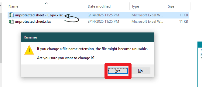 1. Create a backup copy to prevent data loss of your Excel file