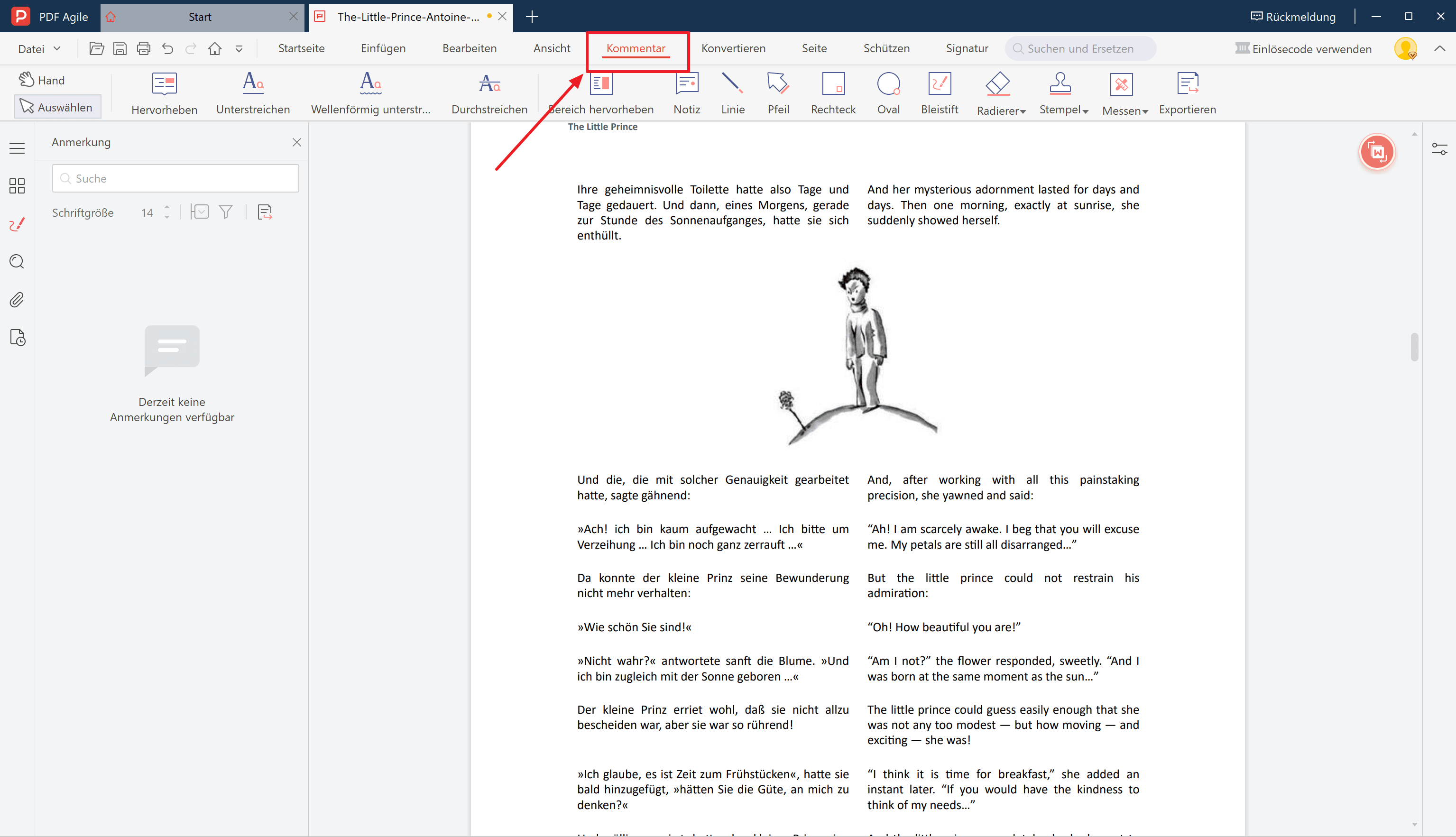 1. Text kommentieren in PDF Agile: