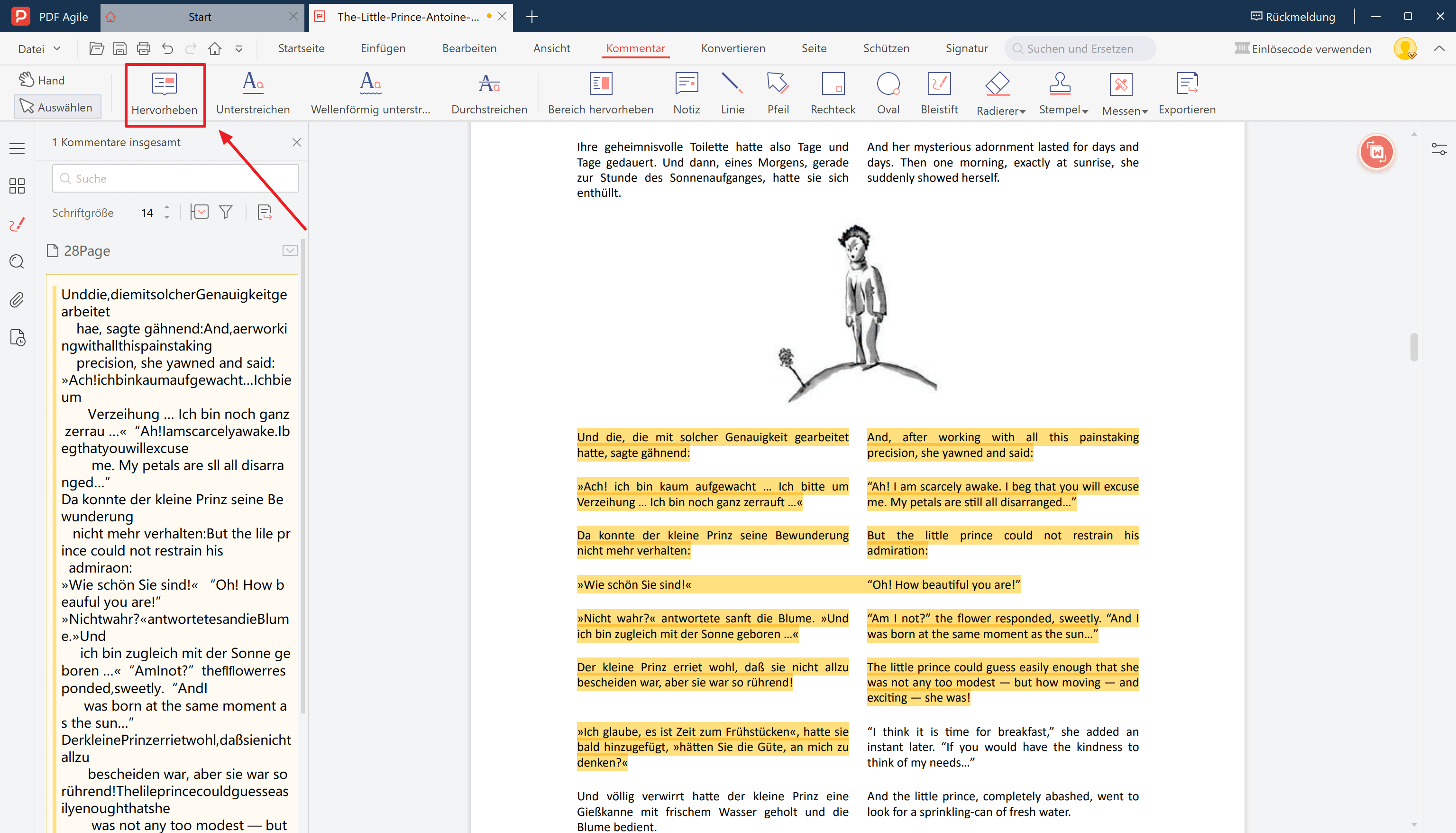 2. Bereich hervorheben in PDF Agile: