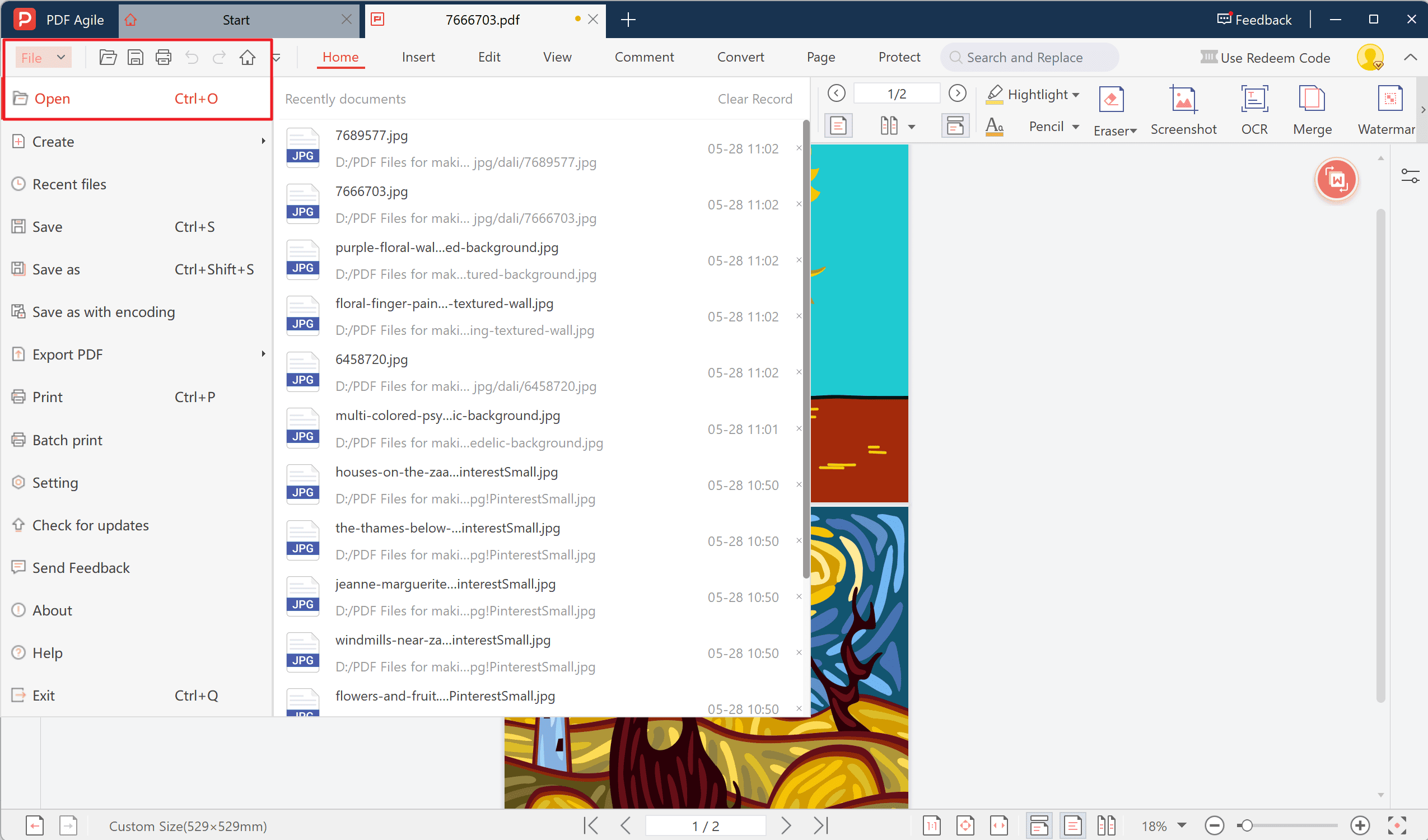 2.Go to File and click Open.