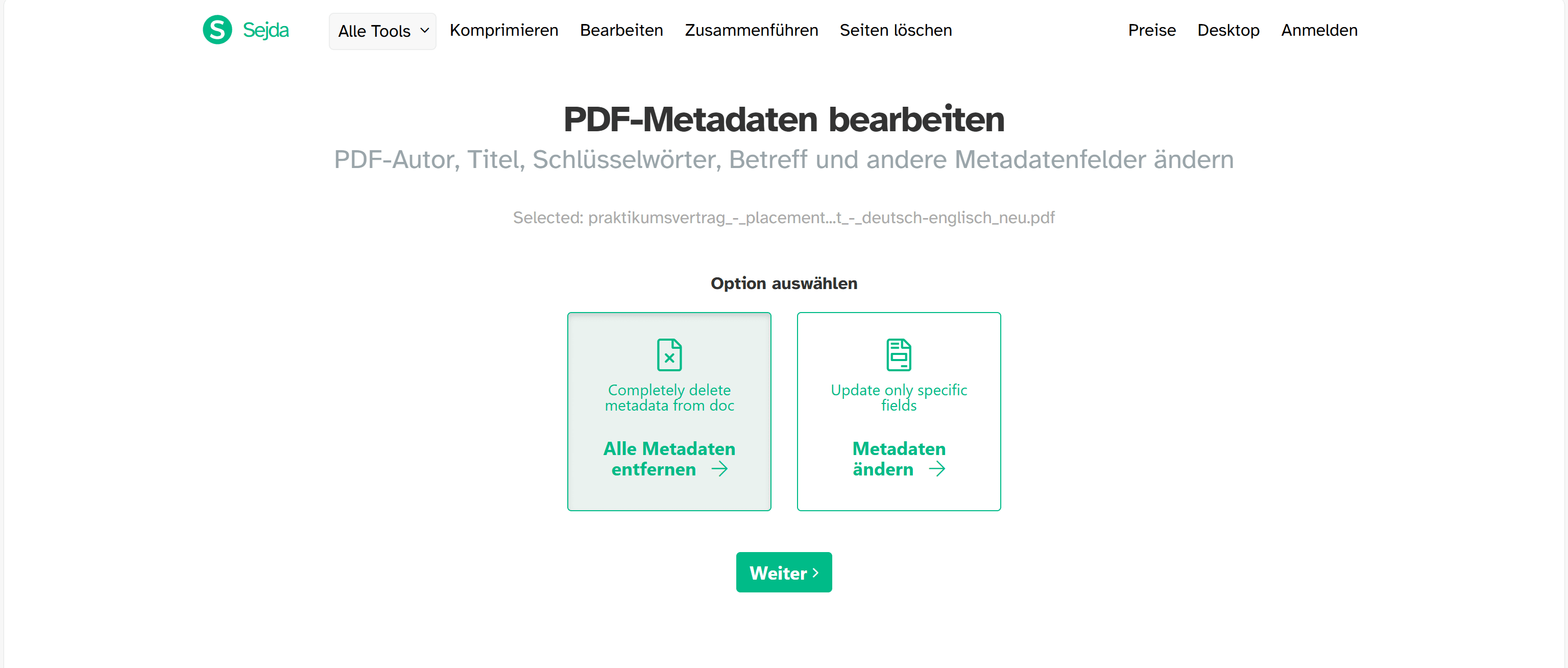2. Option auswählen