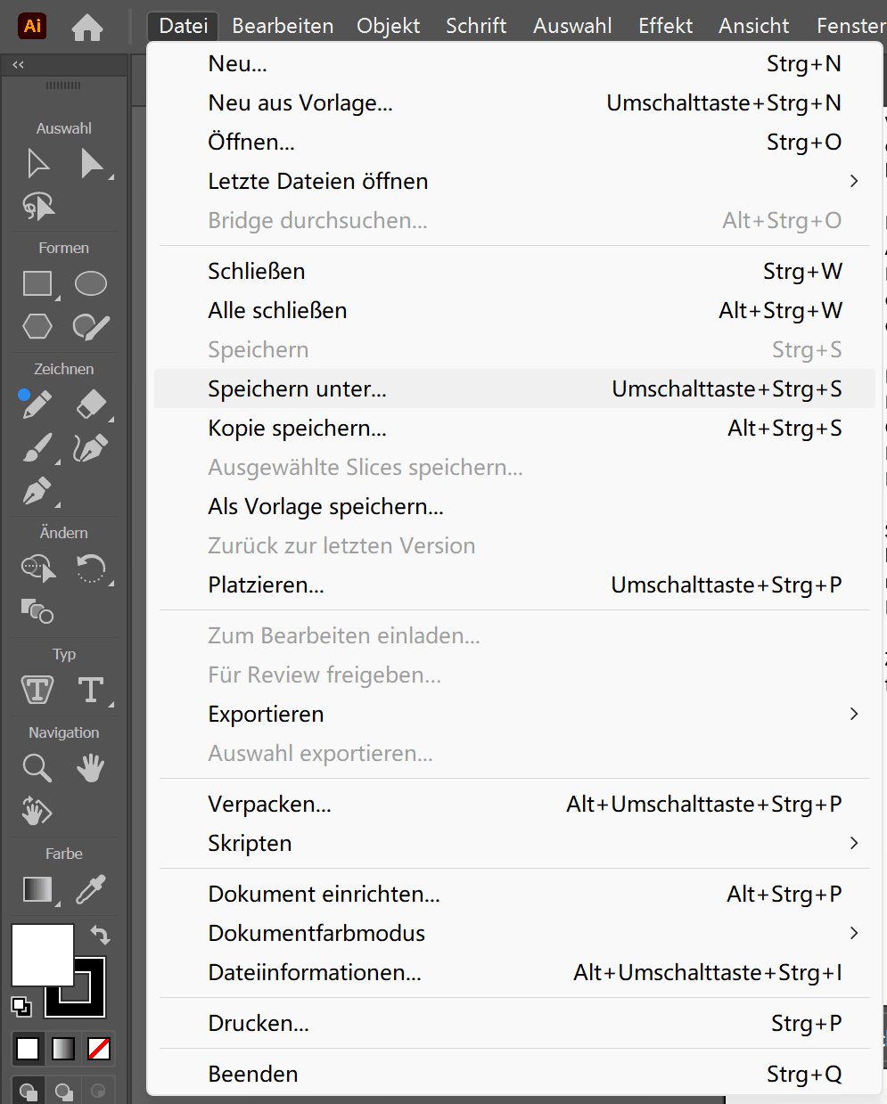 2. Speichern unter starten