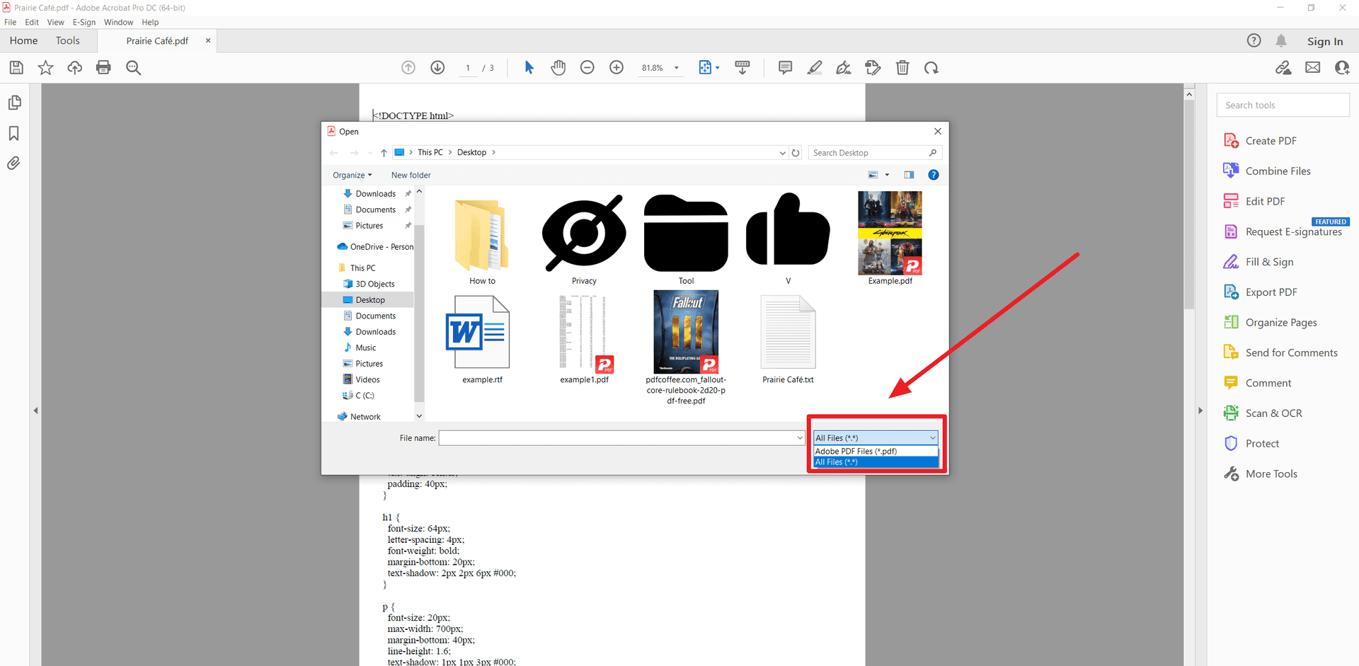 2. TXT in Acrobat Pro öffnen