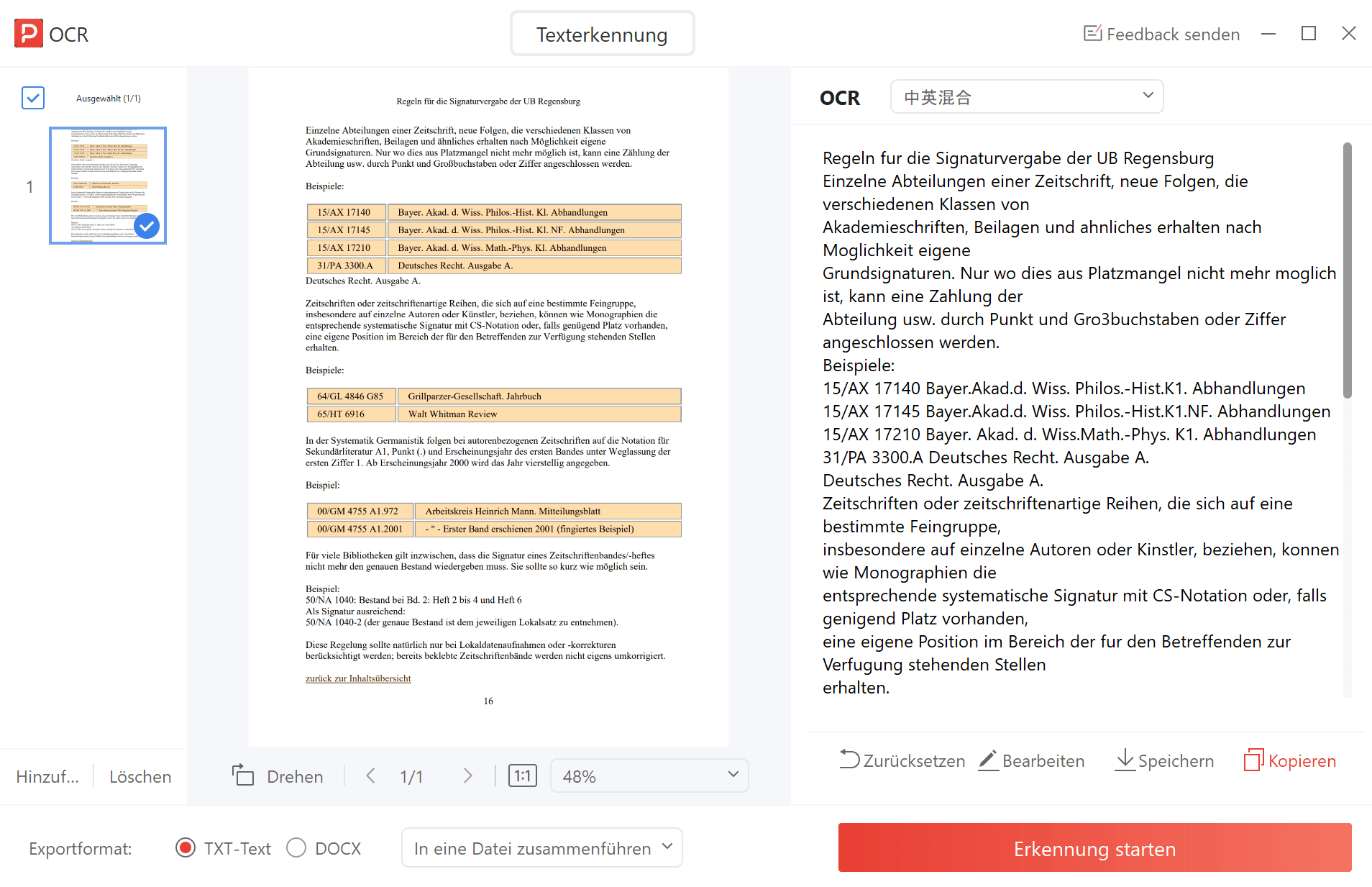 2. Warten Sie auf die OCR-Funktion