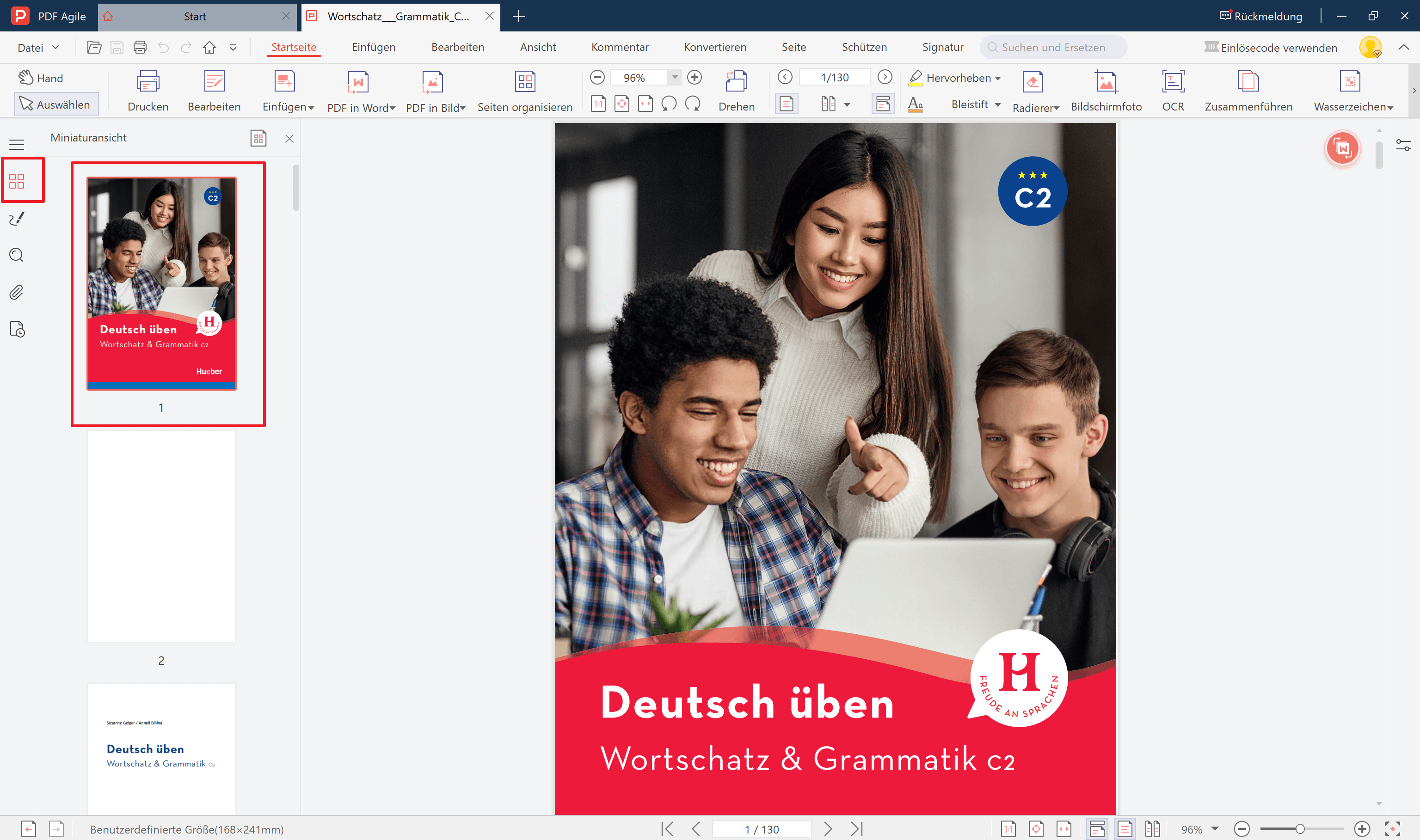 2. Wechsle zur Miniaturansicht