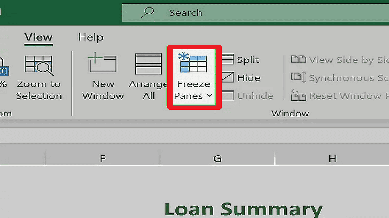 Step 3: Click Freeze Panes