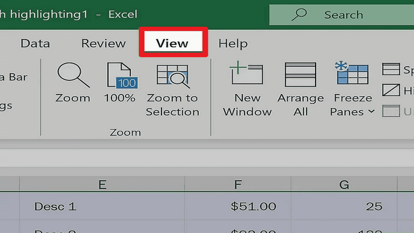 Step 3: Access the View Tab