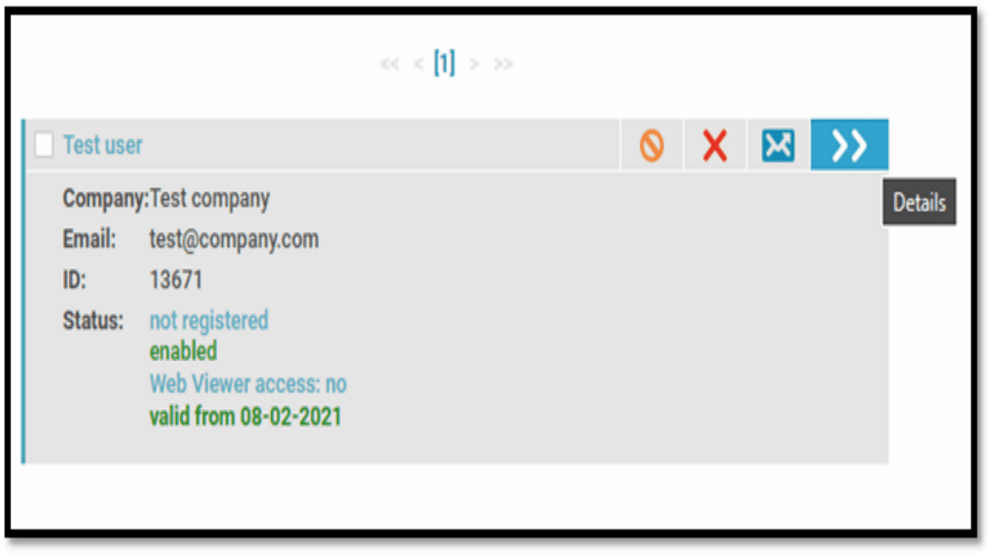 2. Click the "Details" arrow next to the user's name.