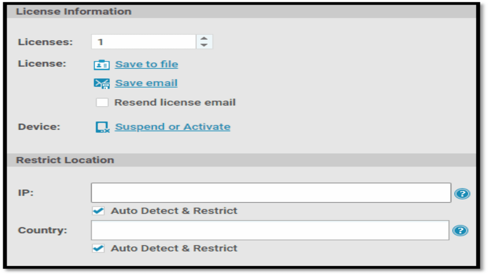 3. Manually enter the user's IP address or choose "Auto Detect & Restrict."