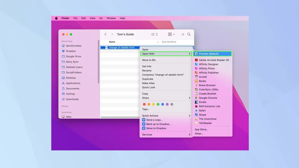 3.	Right-Click Option: If Preview doesn't open automatically, just right-click on the PDF, then go to Open With > Preview.