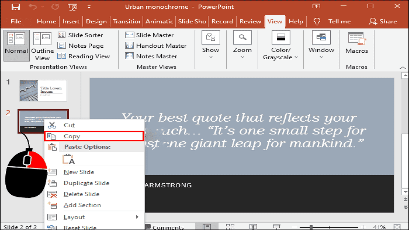 3.Then, right click the slide thumbnail you want to copy and select Copy from the menu down..png