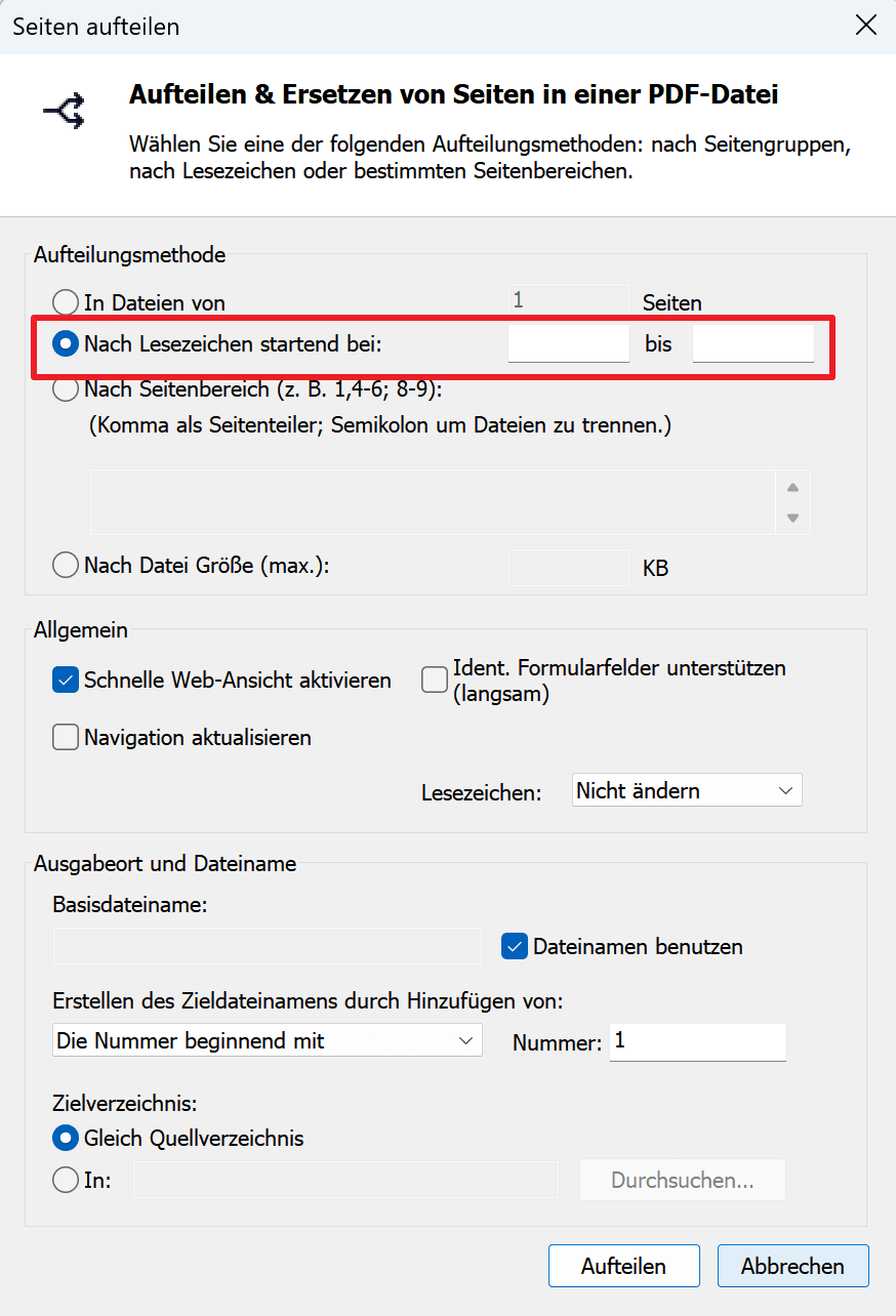 3. Wählen Sie die relevanten Optionen in der Gruppe „Allgemeine Optionen“