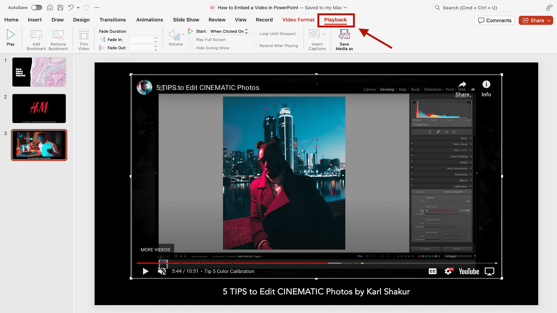 5. Set playback preferences (auto/manual start) or add captions under Playback. Test your changes before saving or sharing.