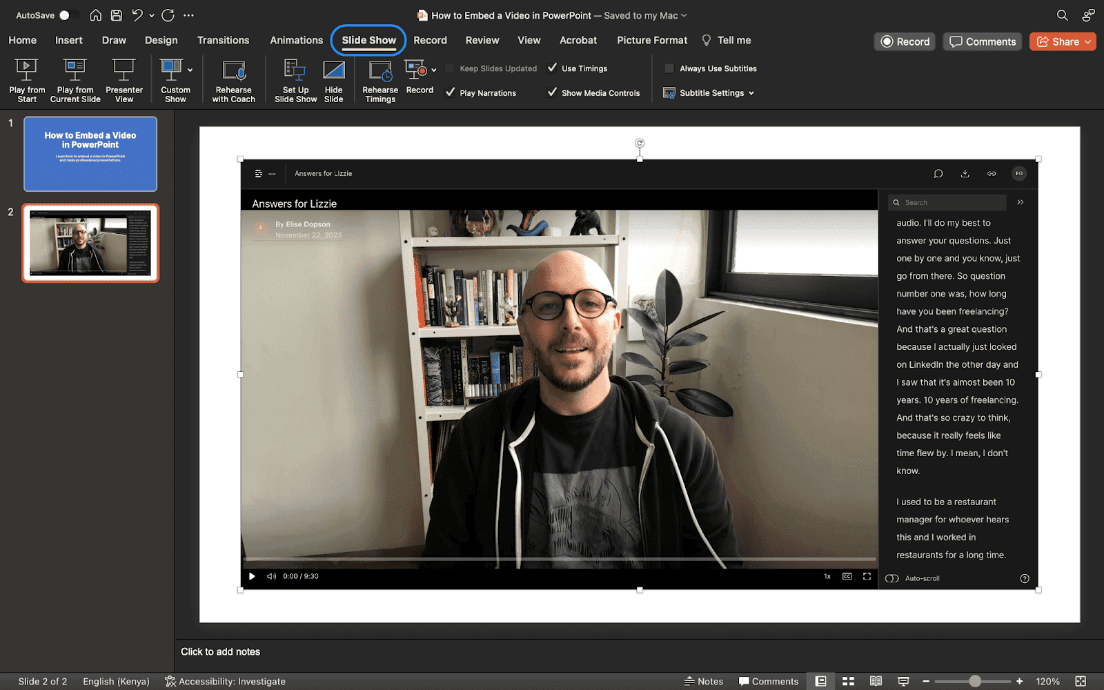 The link will attach specifically to your image. Test in Slide Show mode - clicking will launch the video in your default browser.
