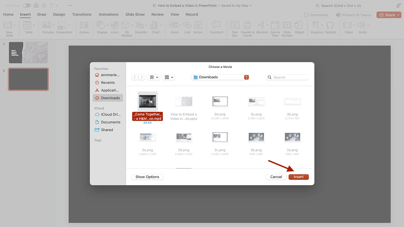 Step 3: Click Insert