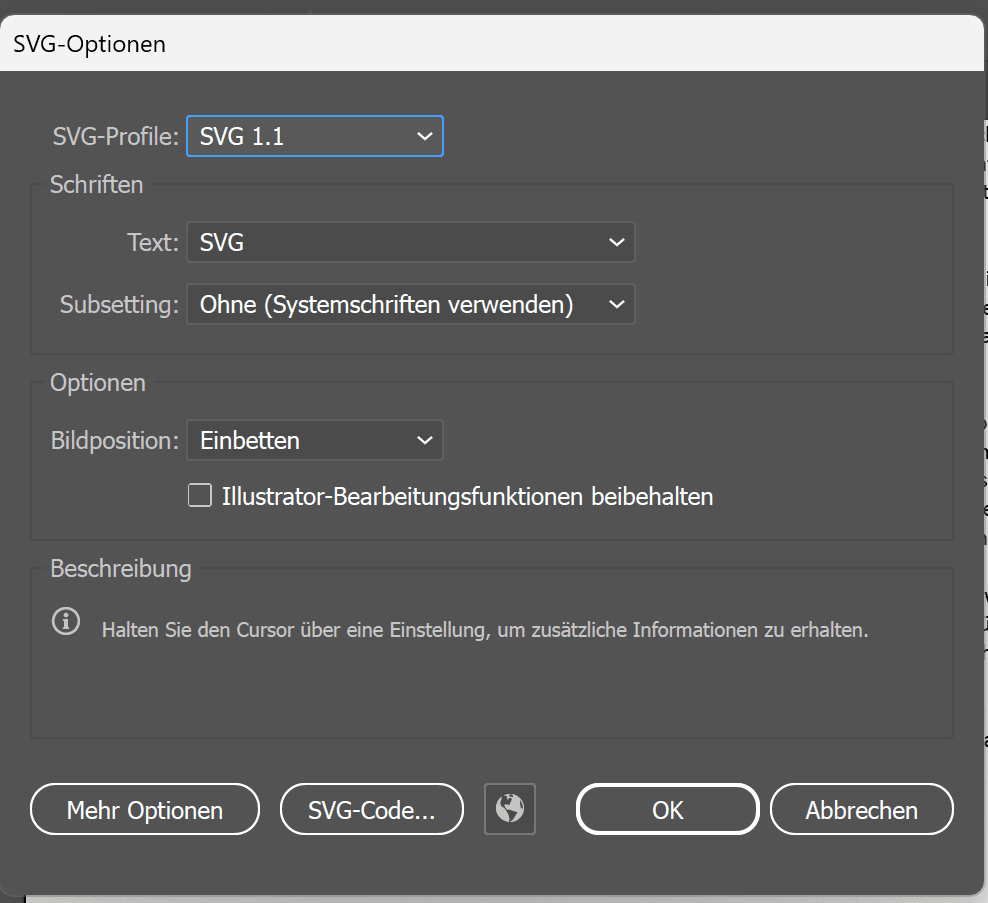4. SVG-Optionen anpassen