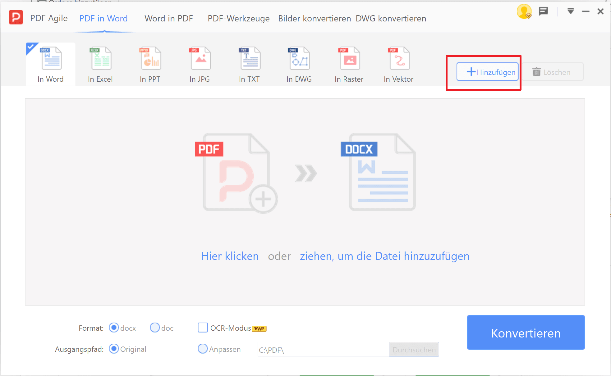 4. Wählen Sie den Abschnitt „Hinzufügen“