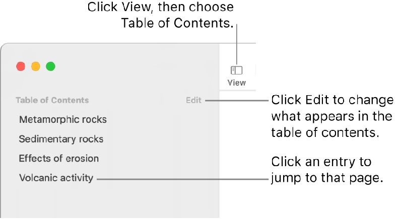 how to table of contents to pdf mac