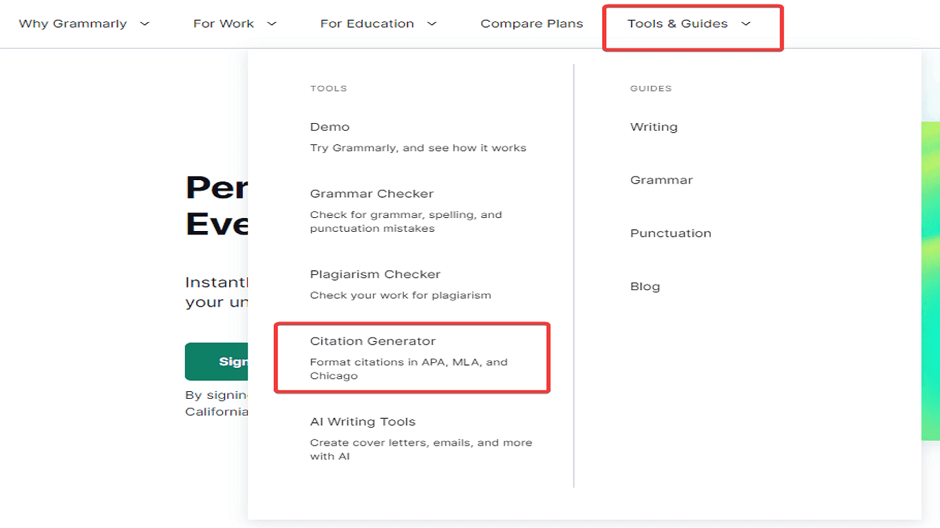 2.Go to Citation Tools