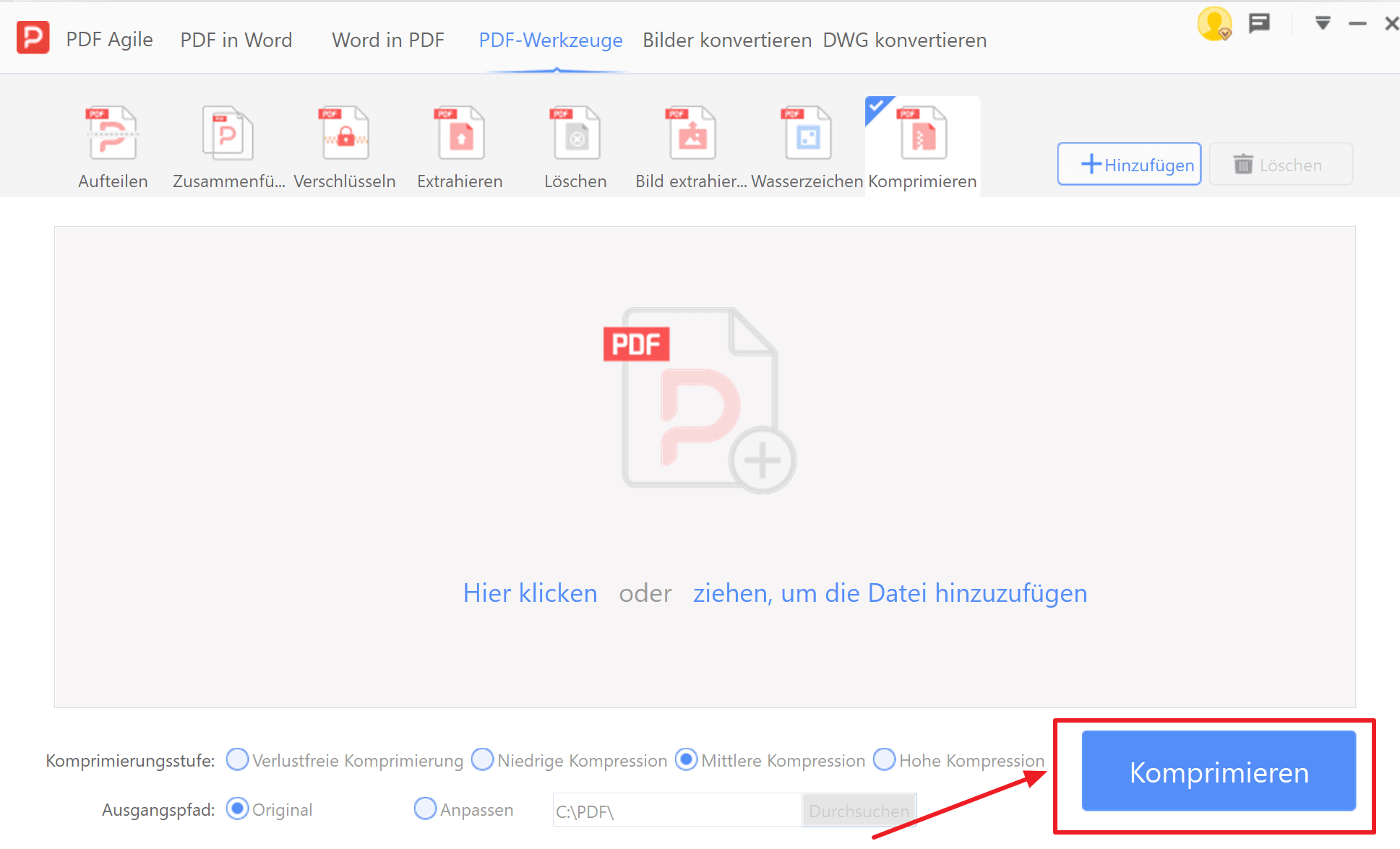 5. Drücken Sie die Schaltfläche „Komprimieren“
