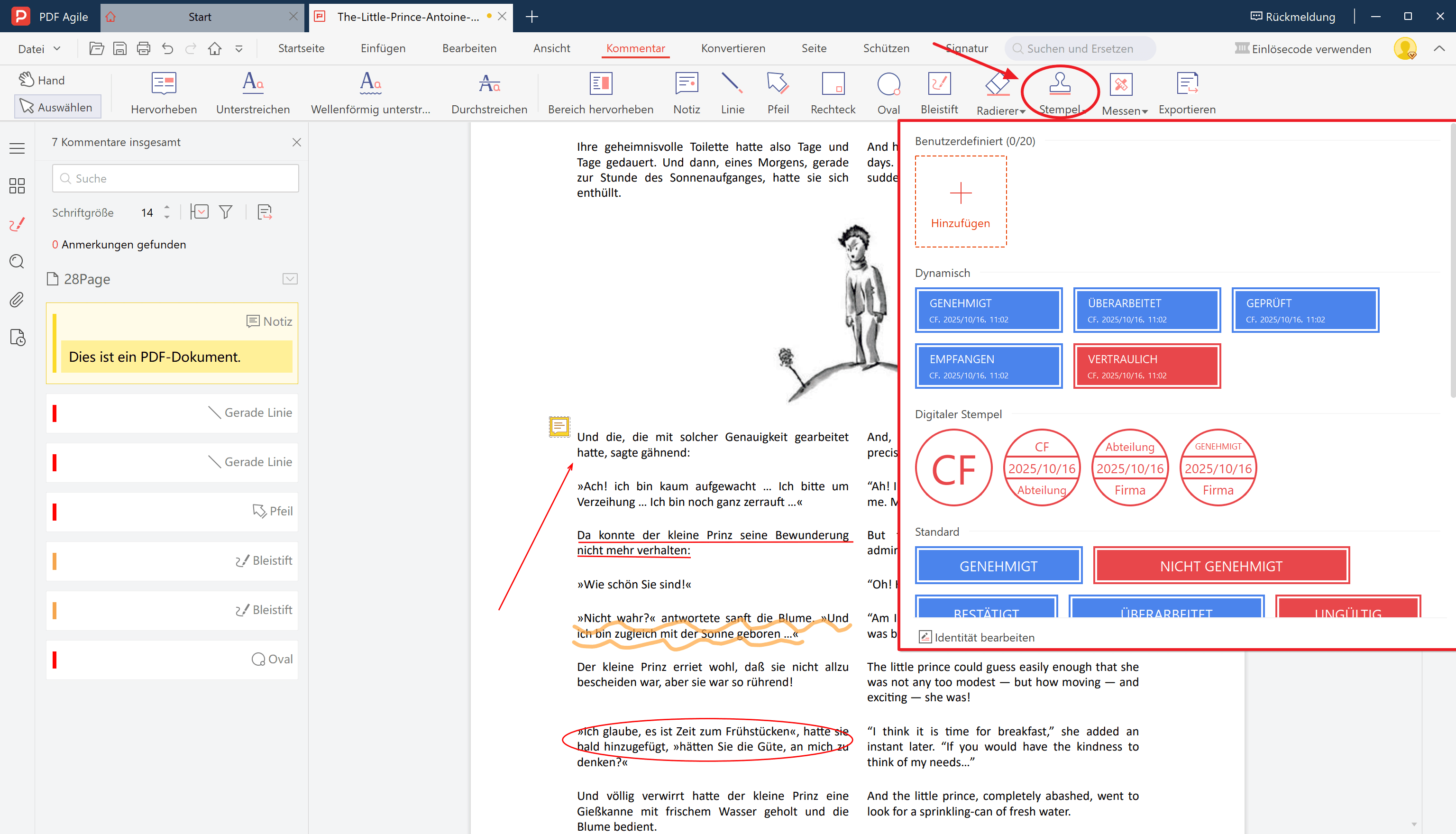 5. Eigene Stempel in PDF Agile verwenden: