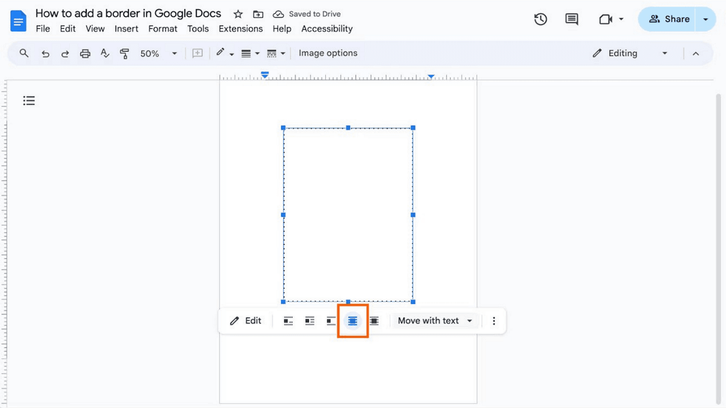 5. Position the border behind existing text.