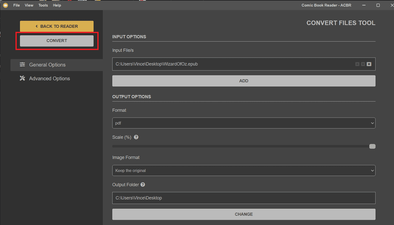 5. Start: Auf „Convert“ klicken – fertig!