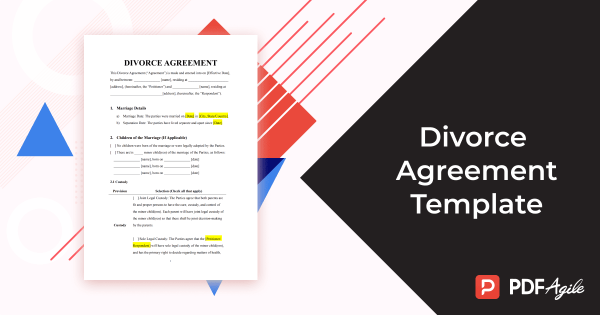 divorce agreement template