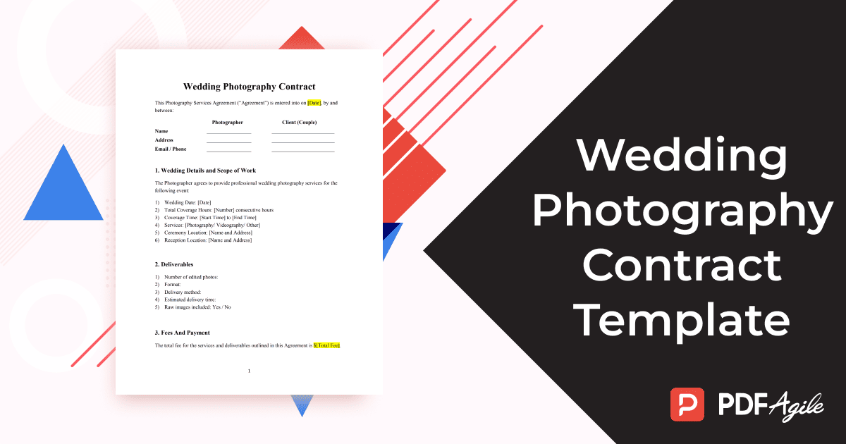 wedding photography contract template