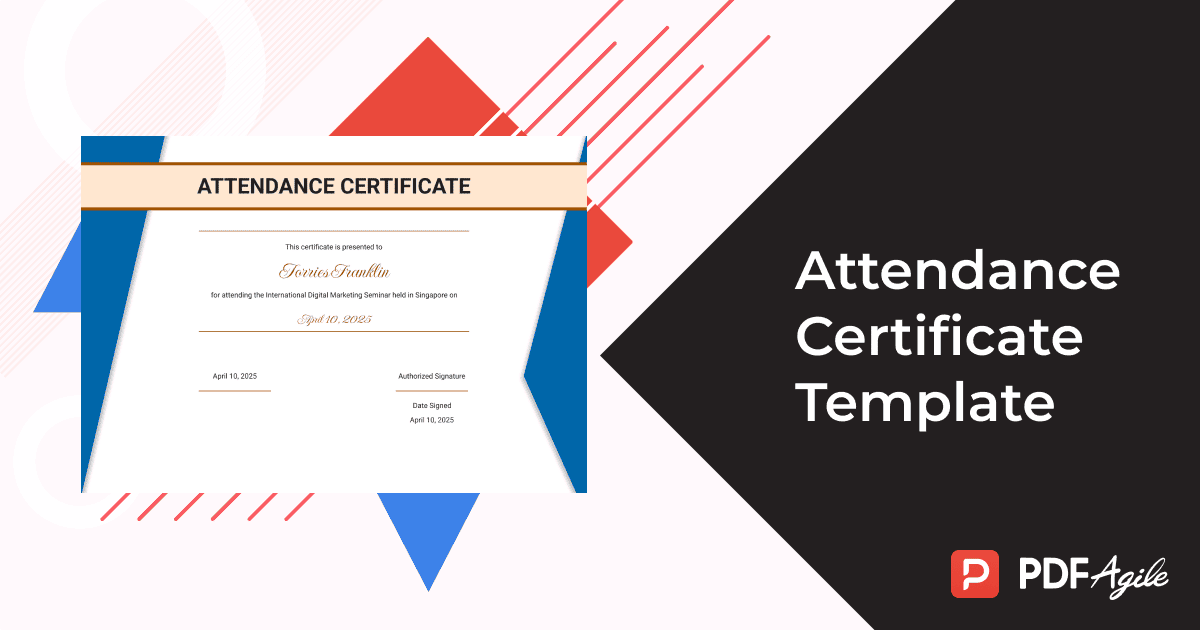 attendance certificate template