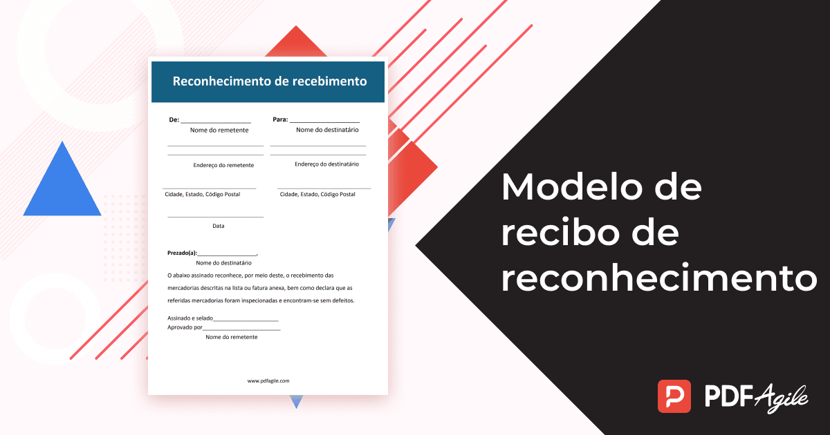 Modelo de recibo de reconhecimento