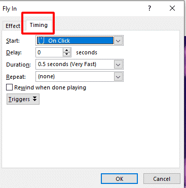 Step 7: Navigate to Timing Controls