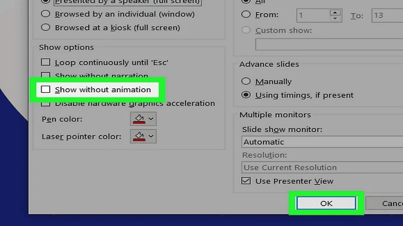 Step 3: Verify PowerPoint Animation Settings