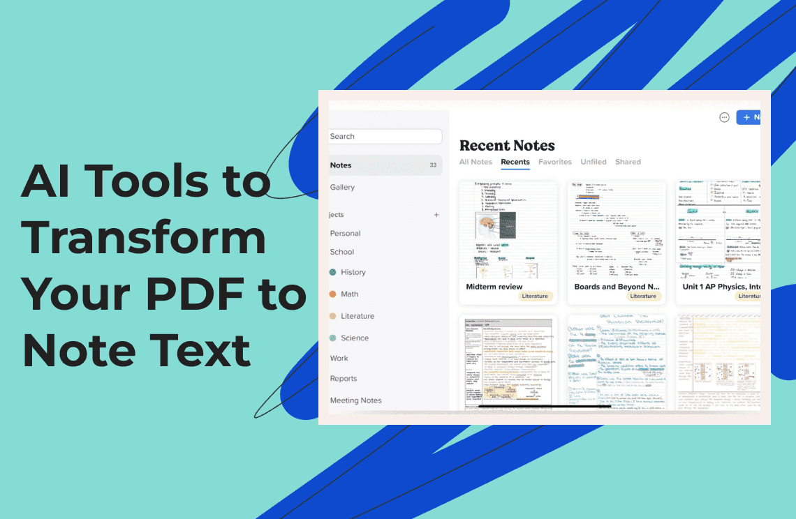 6 Smart AI Tools to Transform Your PDF to Note Text