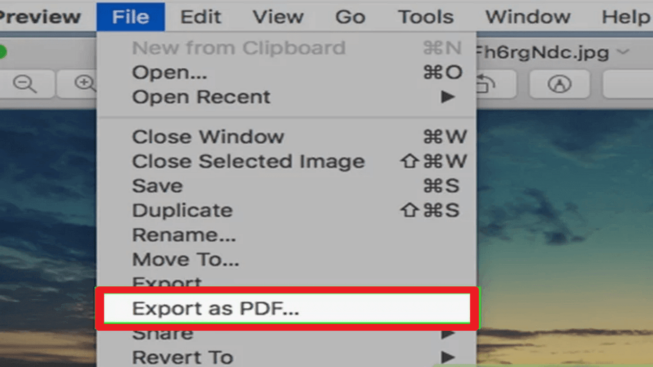 7. Wählen Sie "Exportieren als PDF"