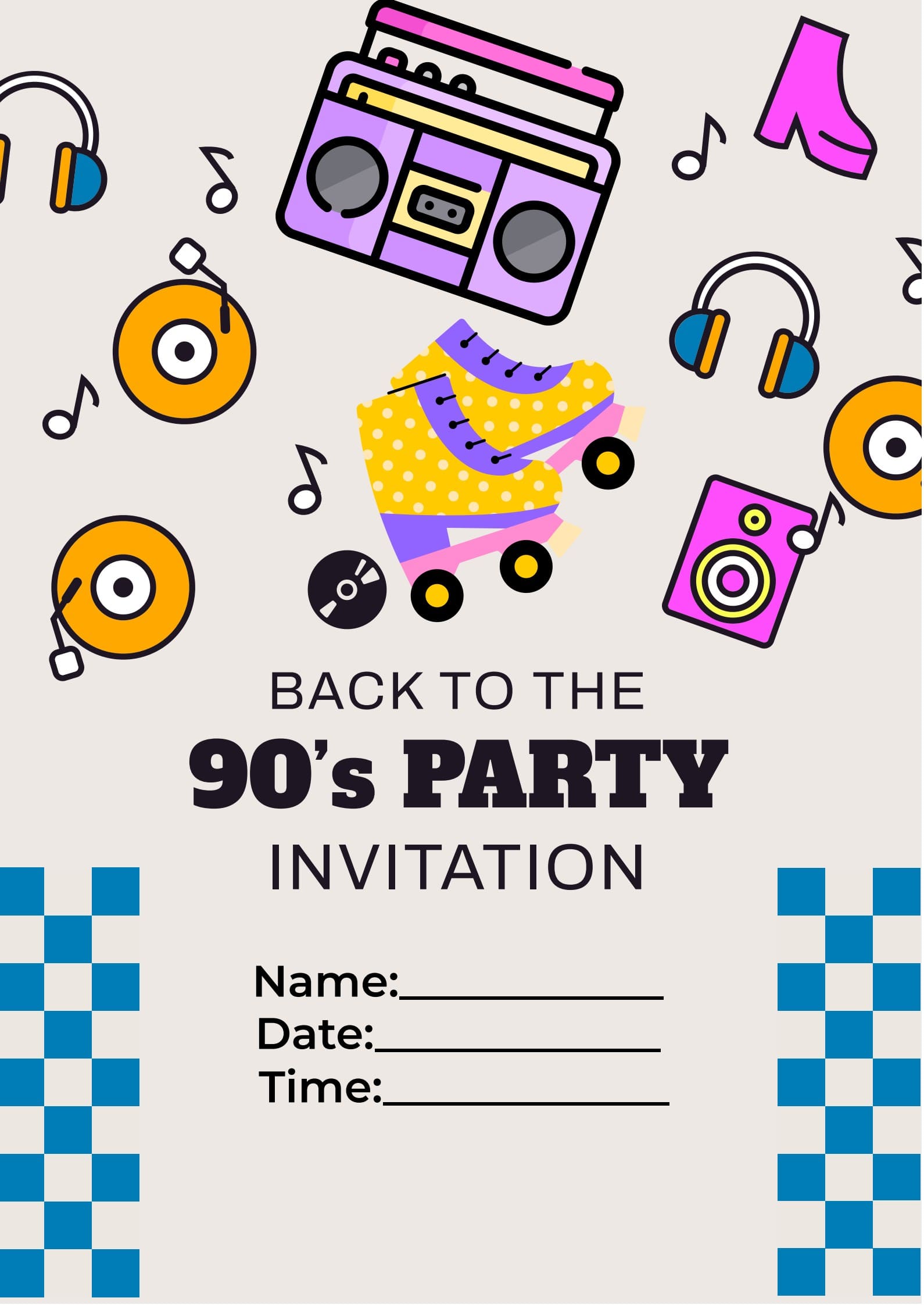 90s party invitation template