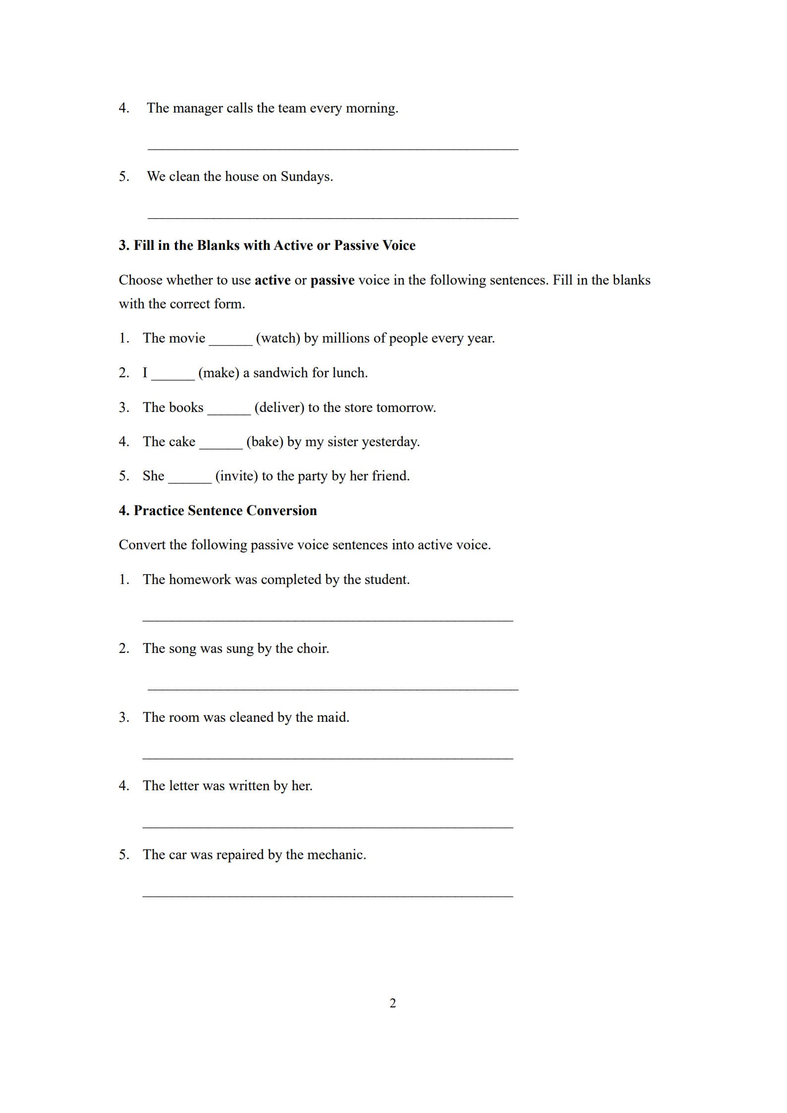 Active Passive Voice Worksheet 2
