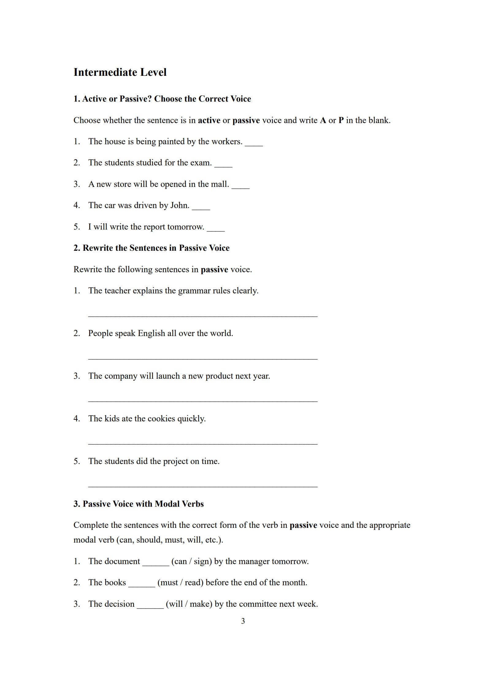 Active Passive Voice Worksheet 3