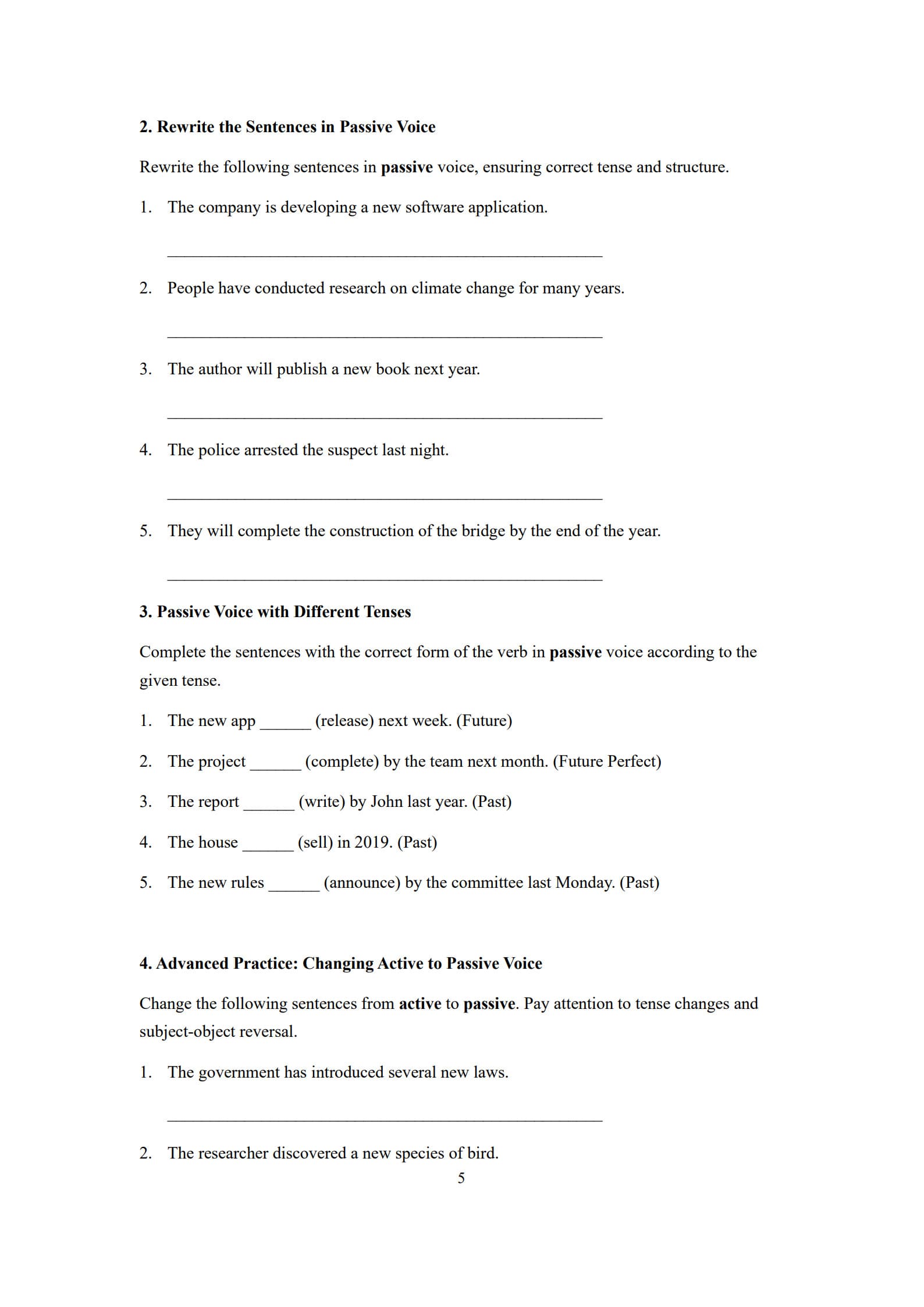 Active Passive Voice Worksheet 5