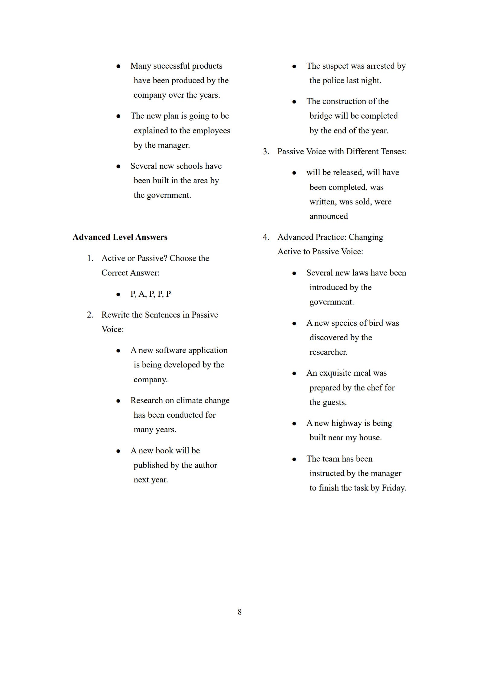 Active Passive Voice Worksheet 8