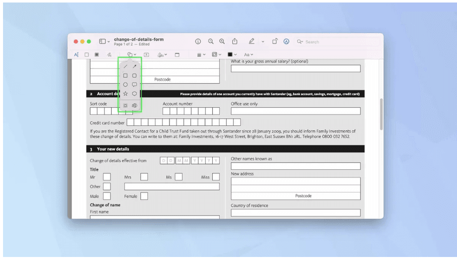 Adding Shapes to a PDF on a Mac