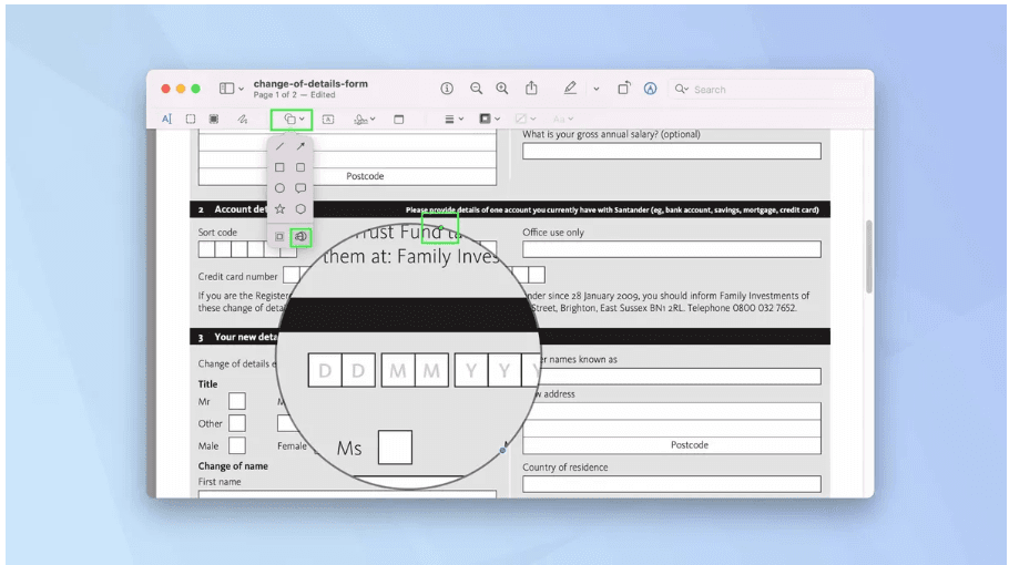 Adding Shapes to a PDF on a Mac