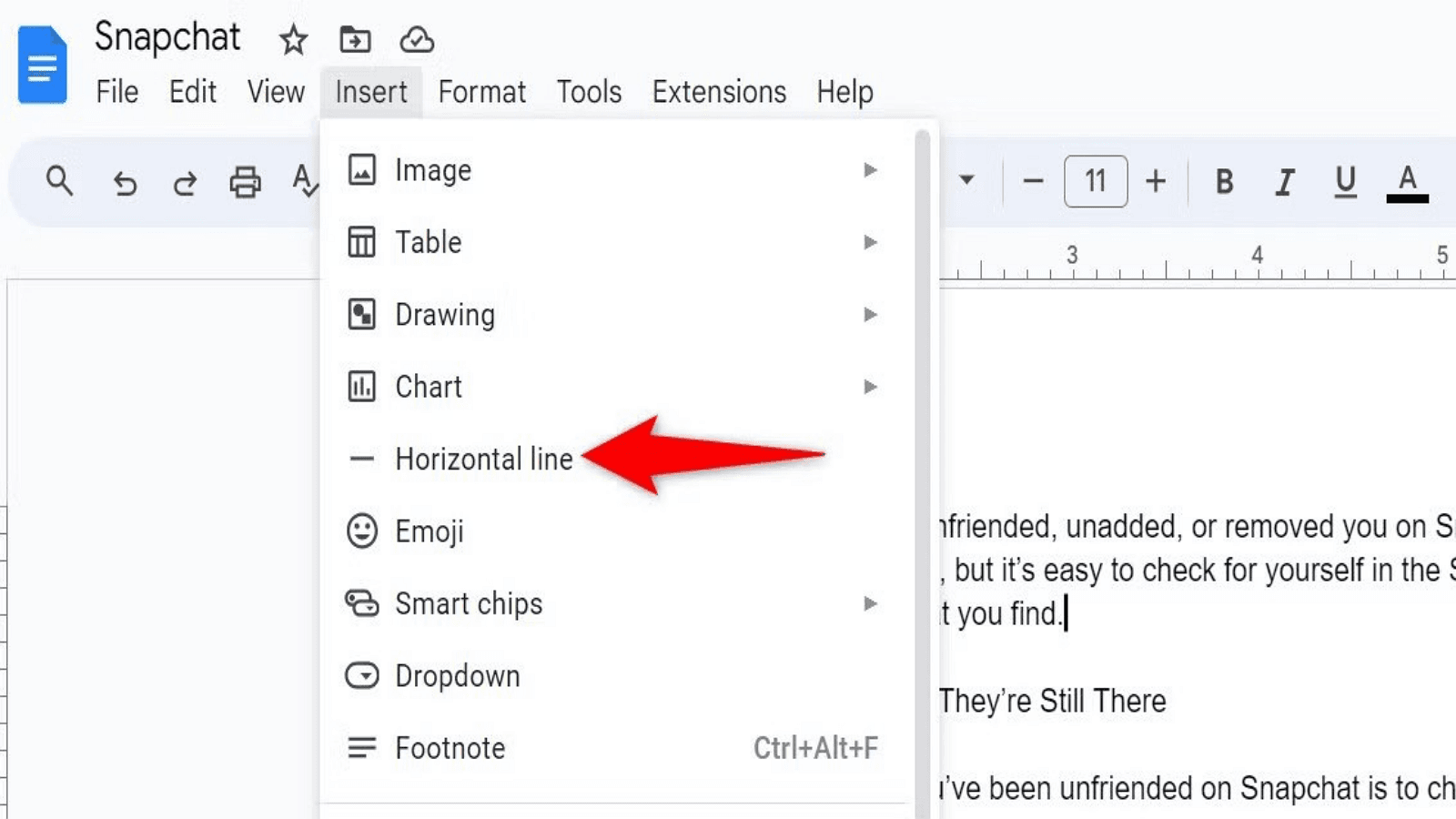 Adding a Horizontal Line in Google Docs