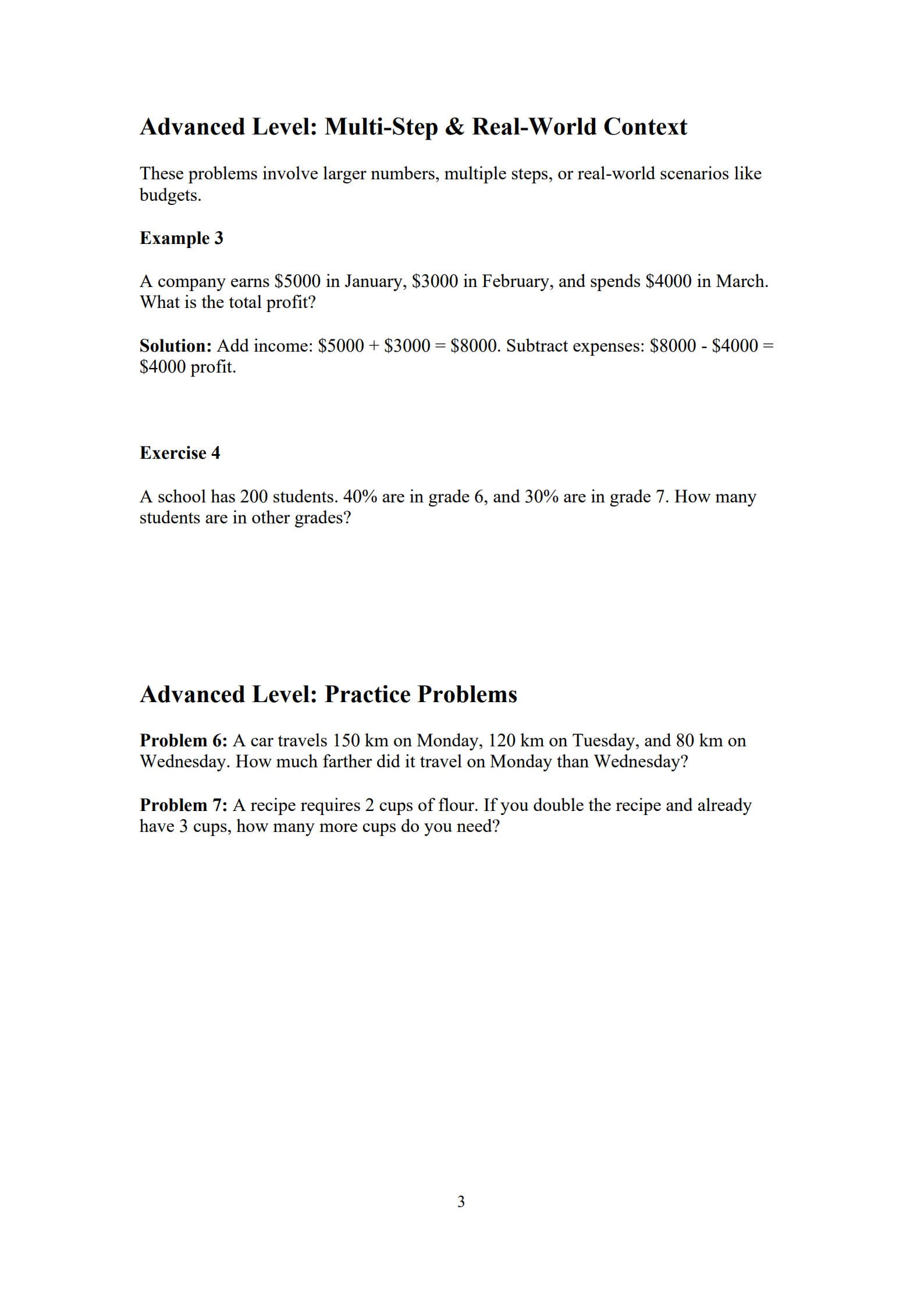 Addition and Subtraction Word Problems 3