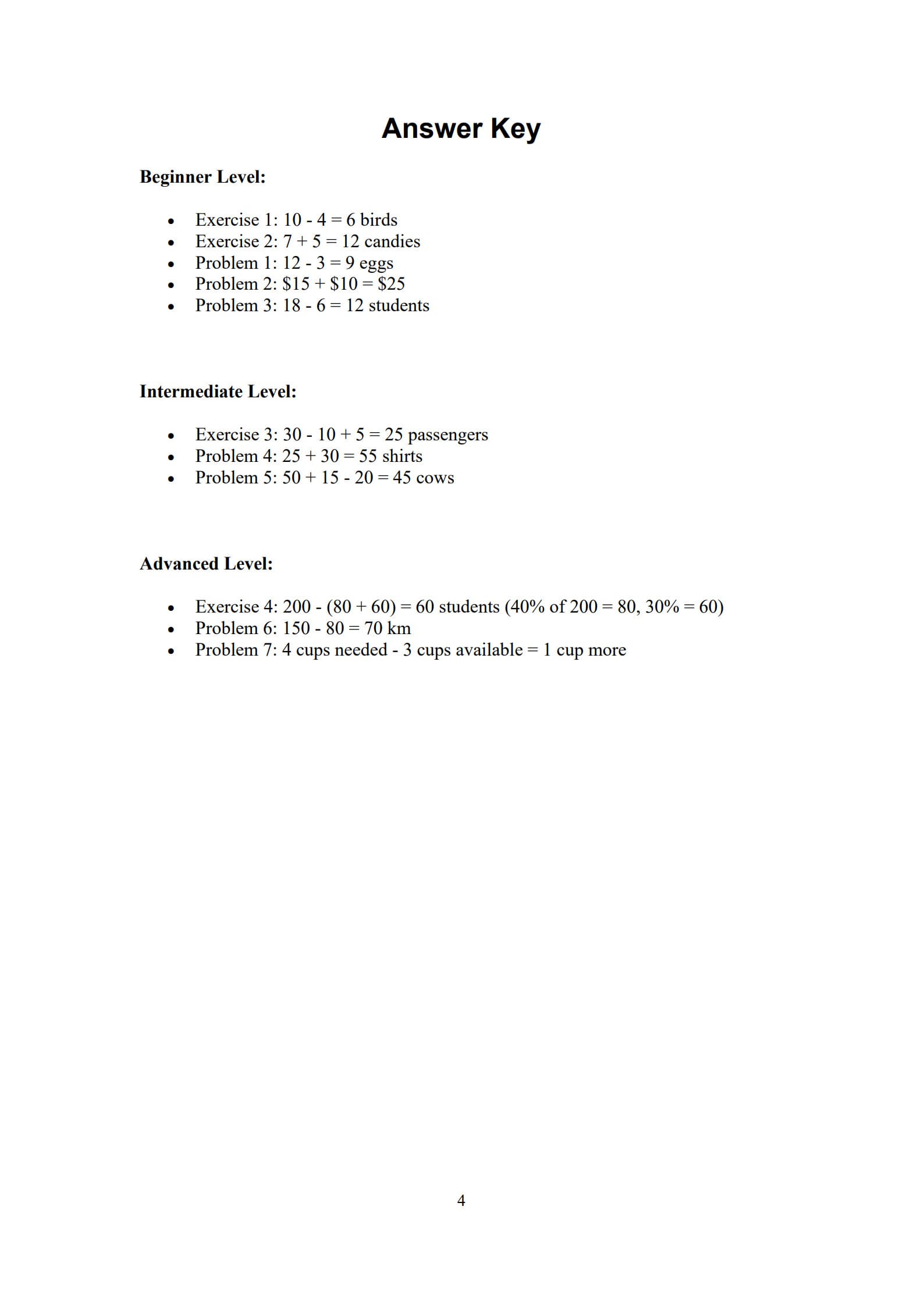 Addition and Subtraction Word Problems 4