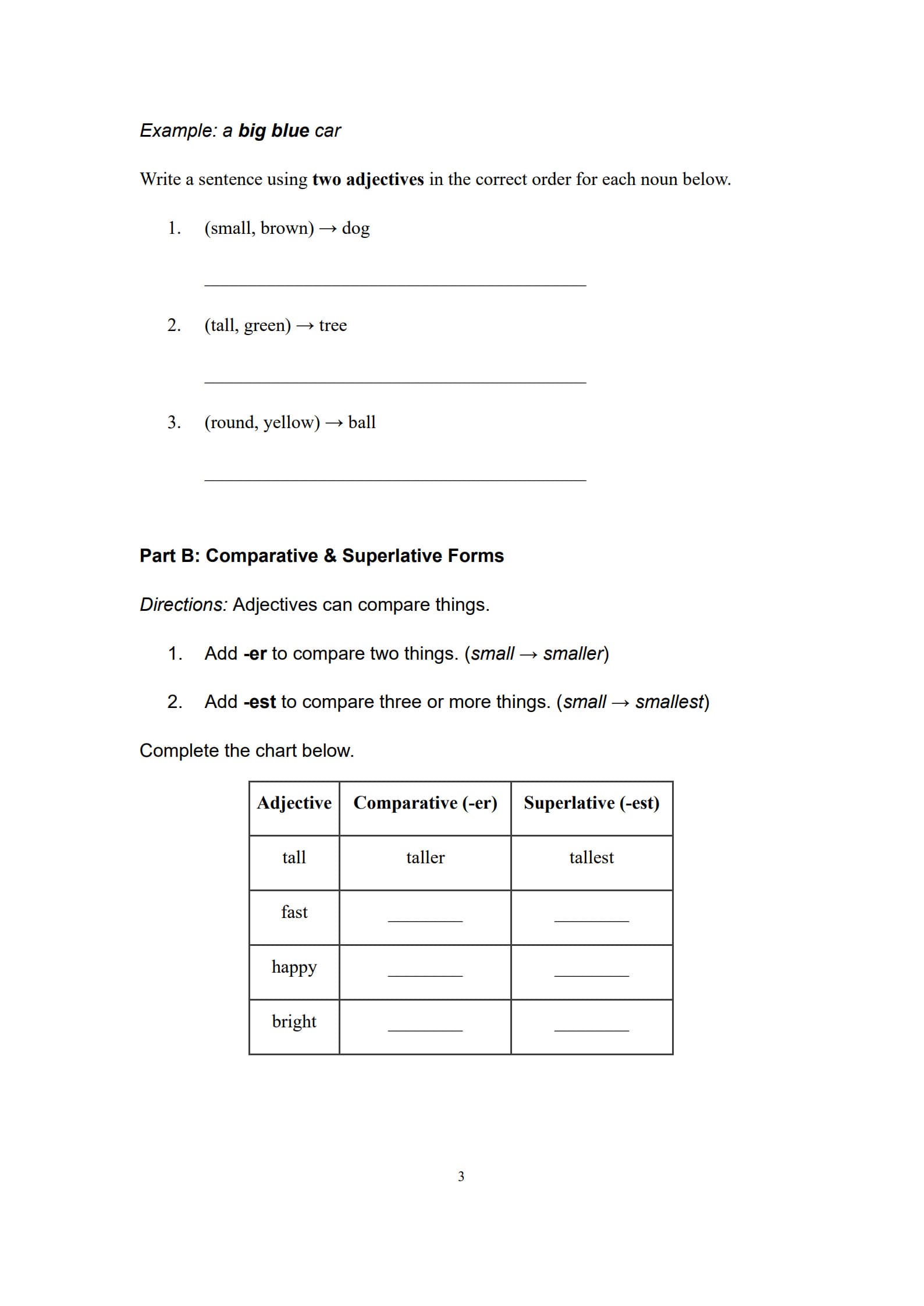 Adjective Practice Worksheets 3