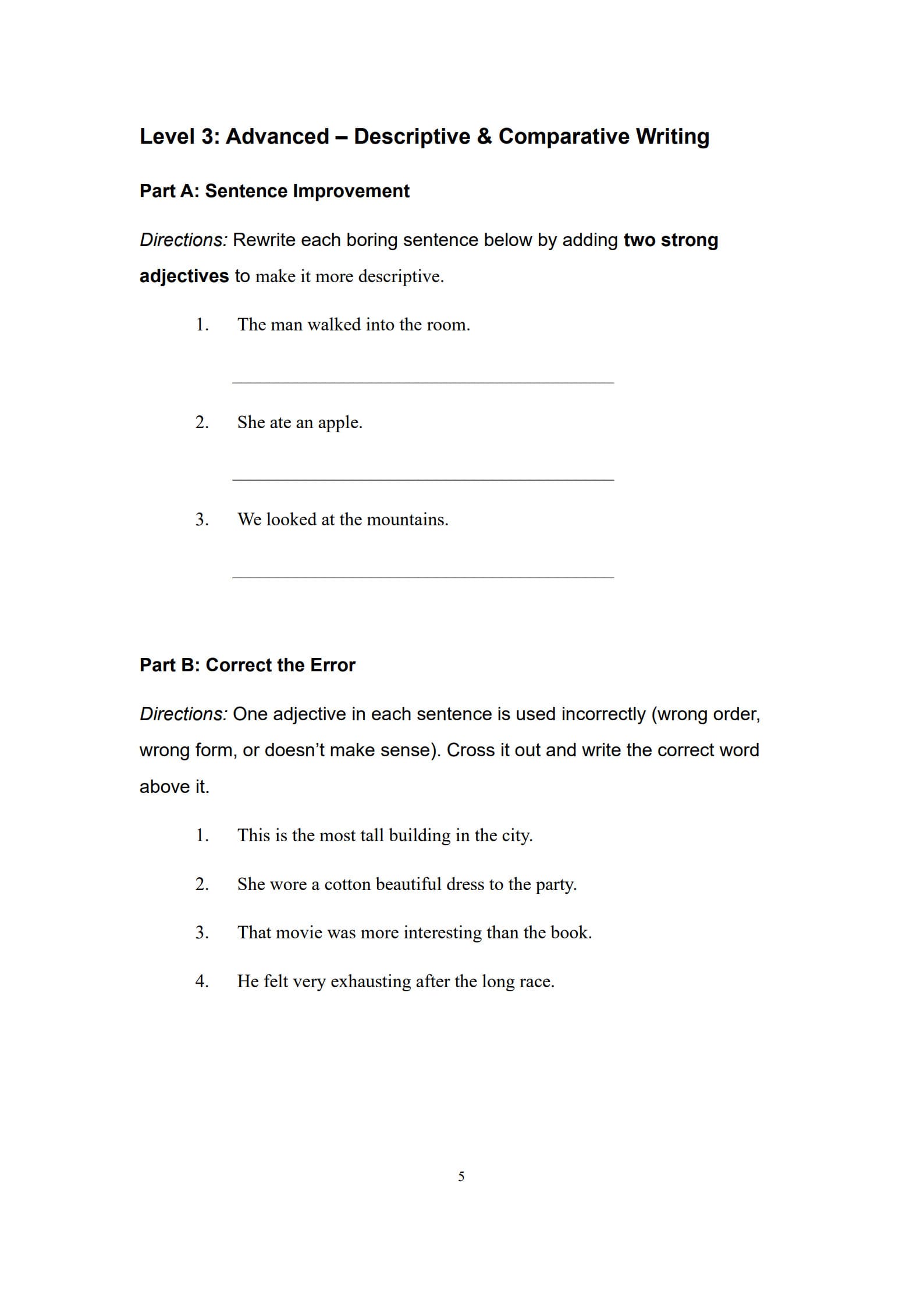 Advanced Adjective Training