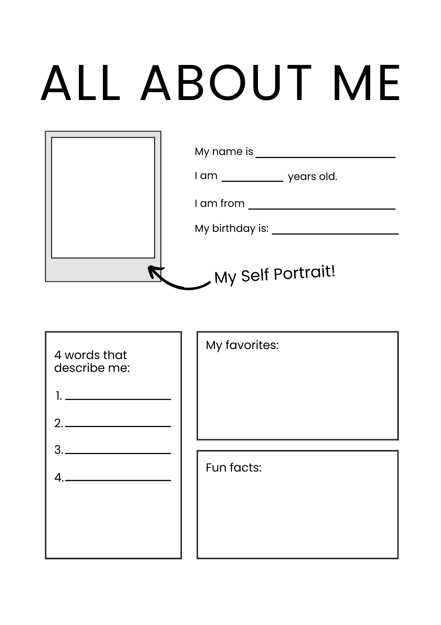 All About Me Worksheet